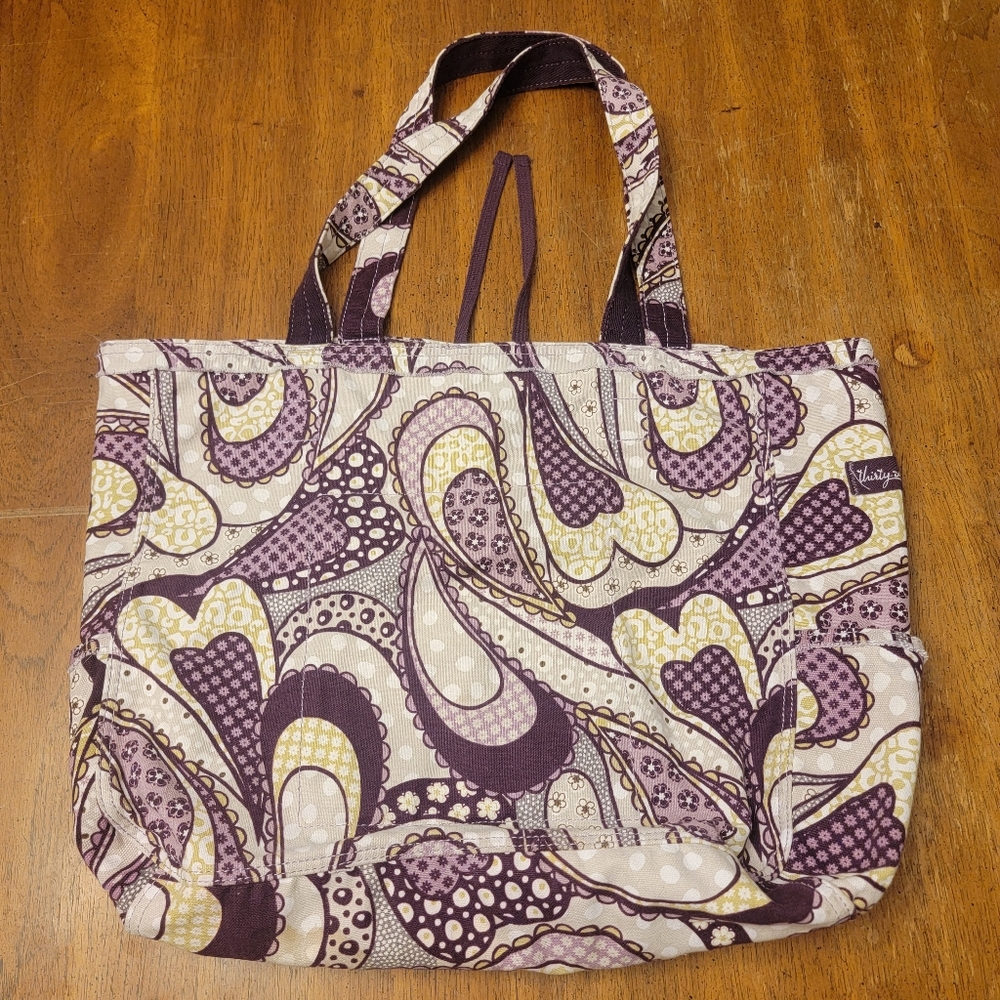 Thirty-One Retro Metro Purple Paisley Tote Bag